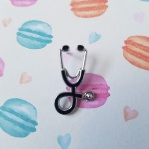 *NEW Enamel Stethoscope Pin || Black & Silver